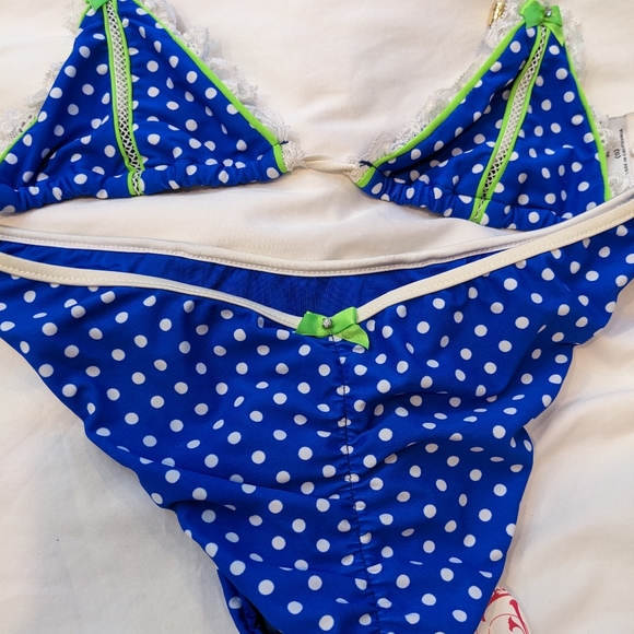 BRAND NEW GENUINE BEACH BUNNY HAUTE POLKA DOT BLUE SMALL LARGE SET - Picture 3 of 4
